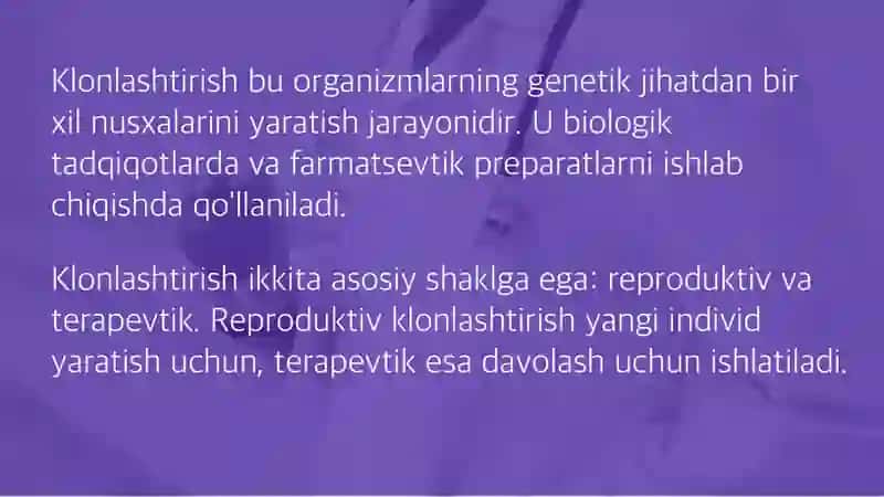 Klonlar, klonlashtirish va ularning klinik ahamiyati 3