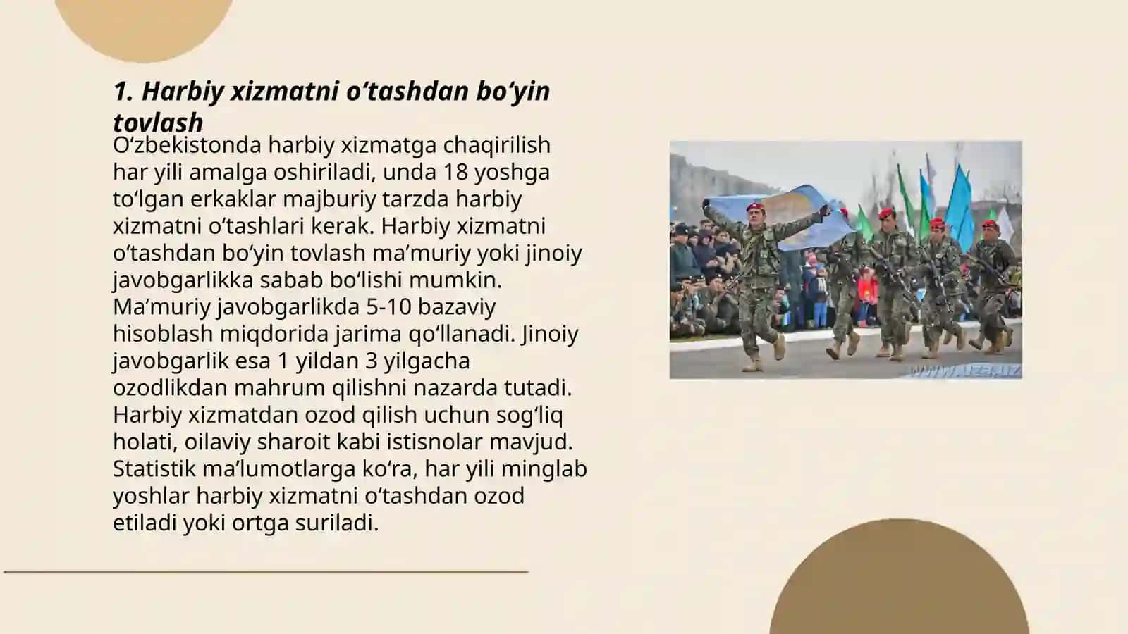 Harbiy xizmatni o’tash tartibiga qarshi jinoyatlar tushunchasi va javobgarlik 3