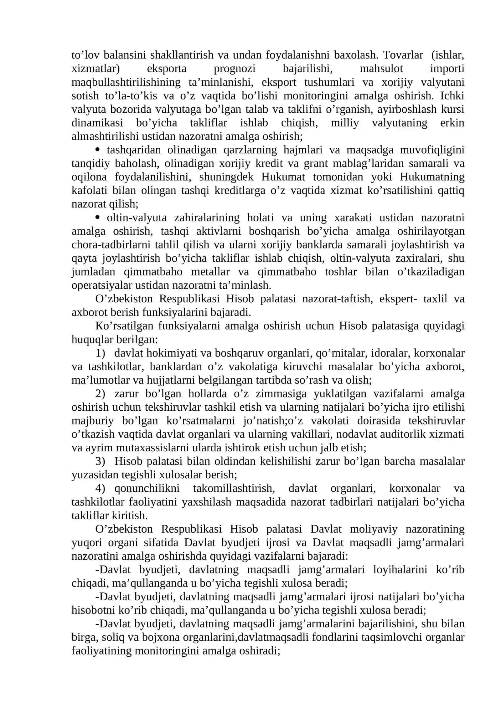 O’ZBEKISTON RESPUBLIKASI HISOB PALATASI VA UNING MOLIYAVIY NAZORATNI TASHKIL ETISHDAGI O’RNI 3
