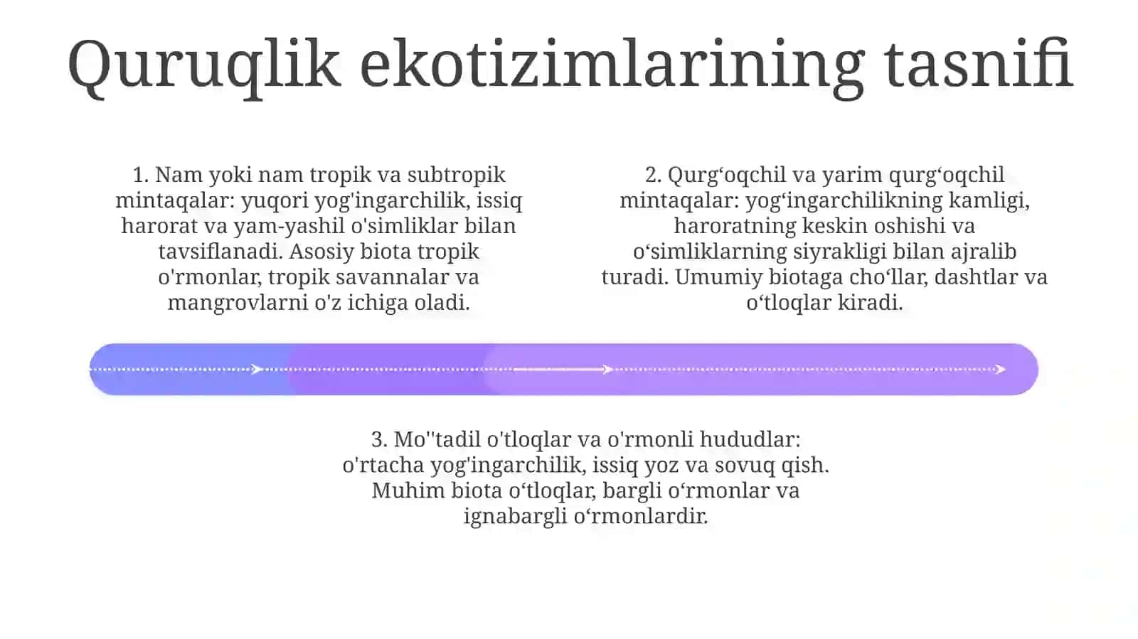 Yer Sharida Quruqlik Ekosistemalari Shartli Iqlimiy Guruhlari Va Ularni Muhim Biotsenozlari 3
