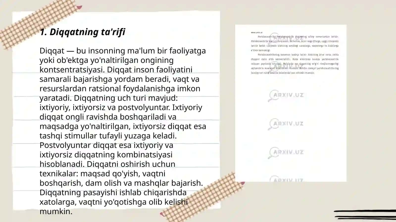 Diqqat haqida tushuncha.Diqqat turlari 3