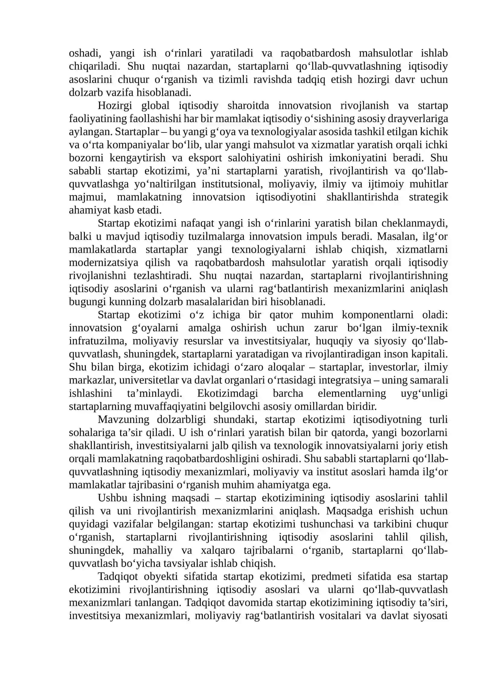 Startap ekotizimini rivojlantirishning iqtisodiy asoslari 3
