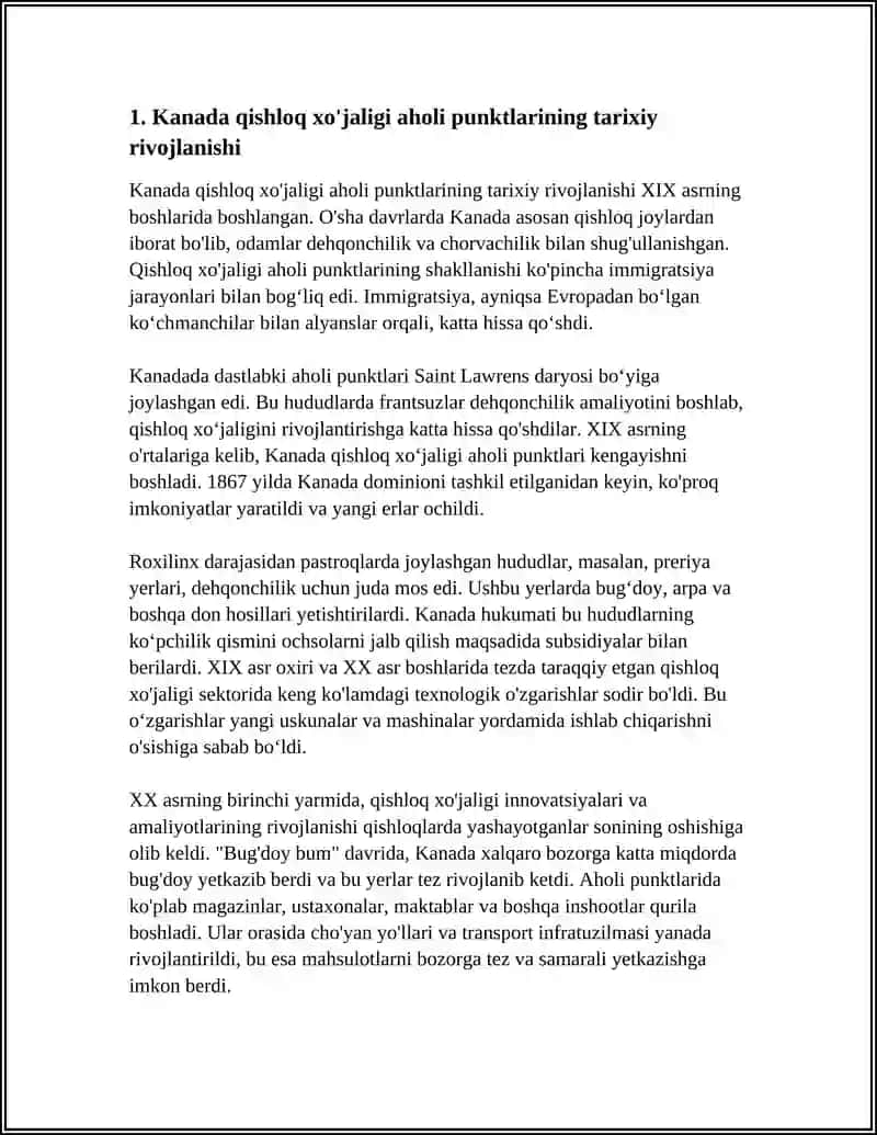 Kanada Qishloq XÒJALIGI AHOLI PUNKTLARI ARXITEKTURASI VA TABIIY MUHIT BILAN UYGʻUNLIGI 3