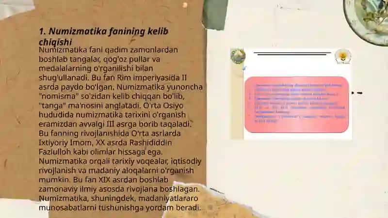 Numizmatika fani, uning maqsadi va vazifalari 3