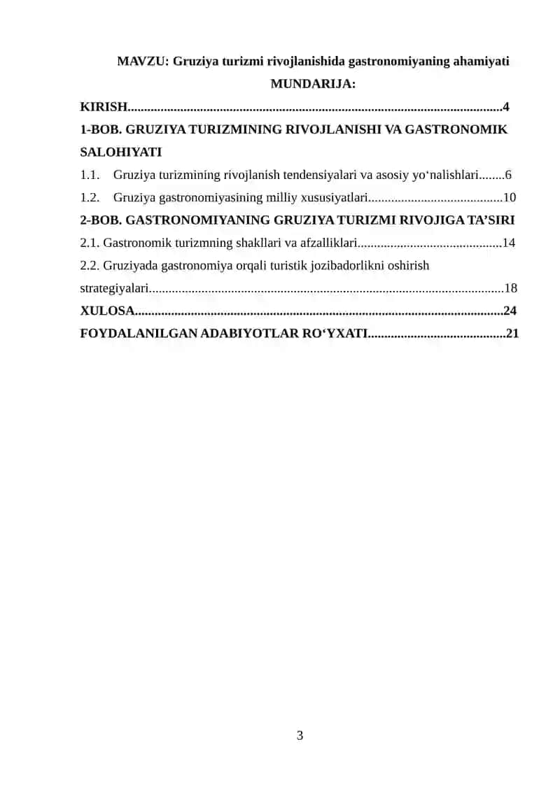 Gruziya turizmi rivojlanishida gastronomiyaning ahamiyati 3