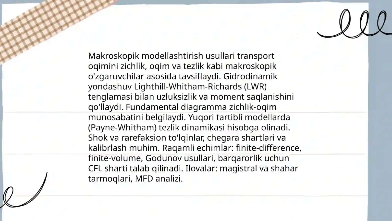 Transport oqimlarini modellashtirish usullari 3