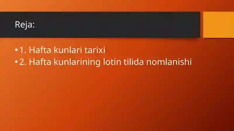 Lotincha hafta kunlari 3