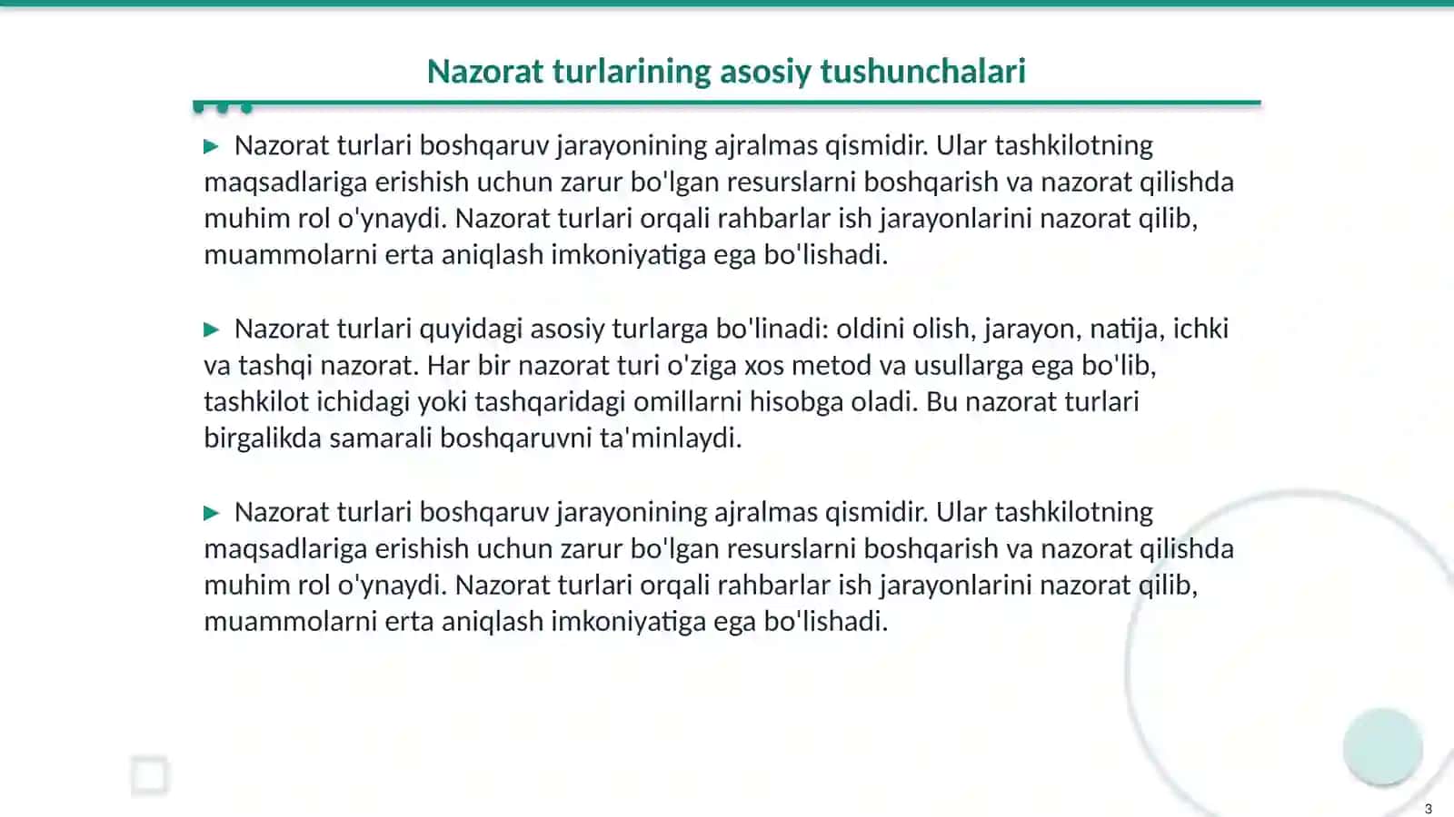 Boshqaruvda nazorat turlari 3
