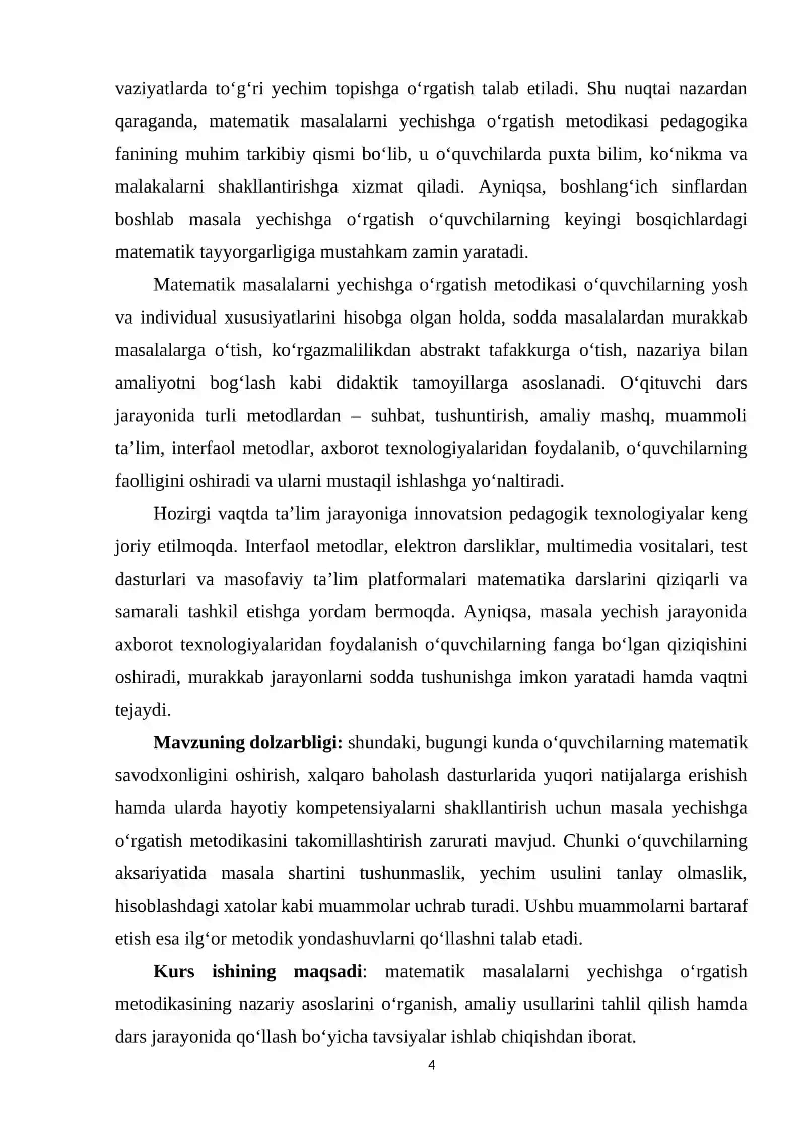 MATEMATIK MASALALARNI YECHISHGA OʻRGATISH METODIKASI 3