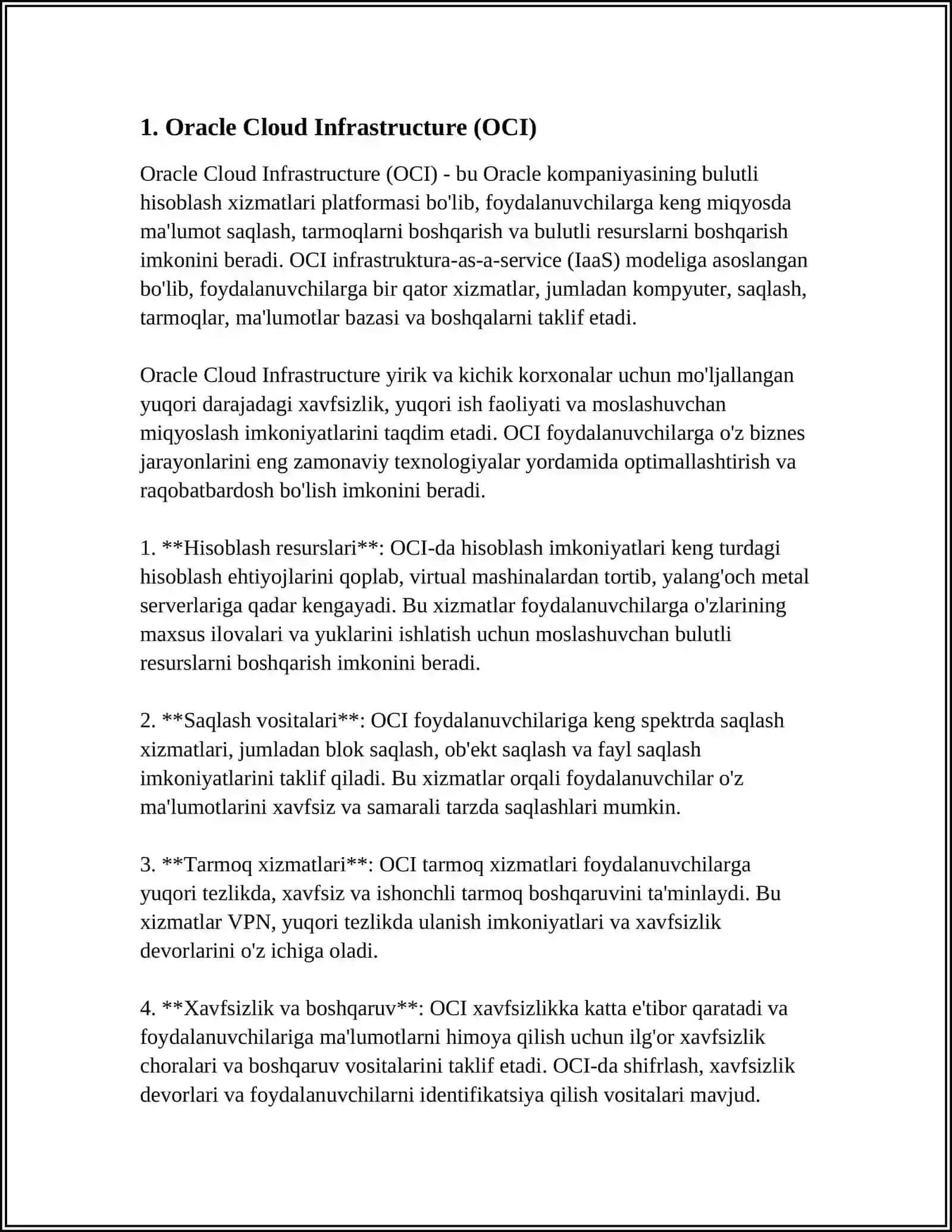 ORACLE TOMONIDAM TAQDIM ETILADIGAN BULUTLI XIZMATLAR 3