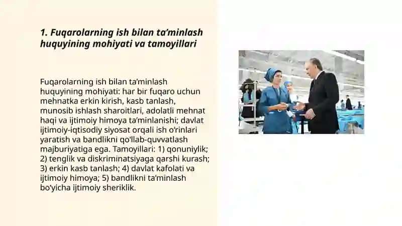 Fuqarolarning ish bilan taminlash huquqi va uning kafolatlari 3