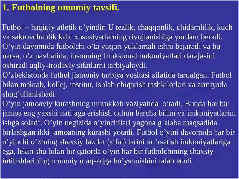 FUTBOL O’YIN TEXNIKASI VA TAKTIKASI 3