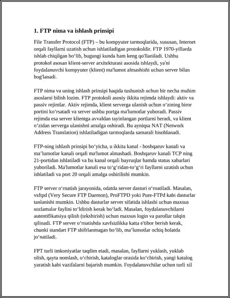 FTP SERVER OʻRNATISH VA SOZLASH (FILE SERVER) 3