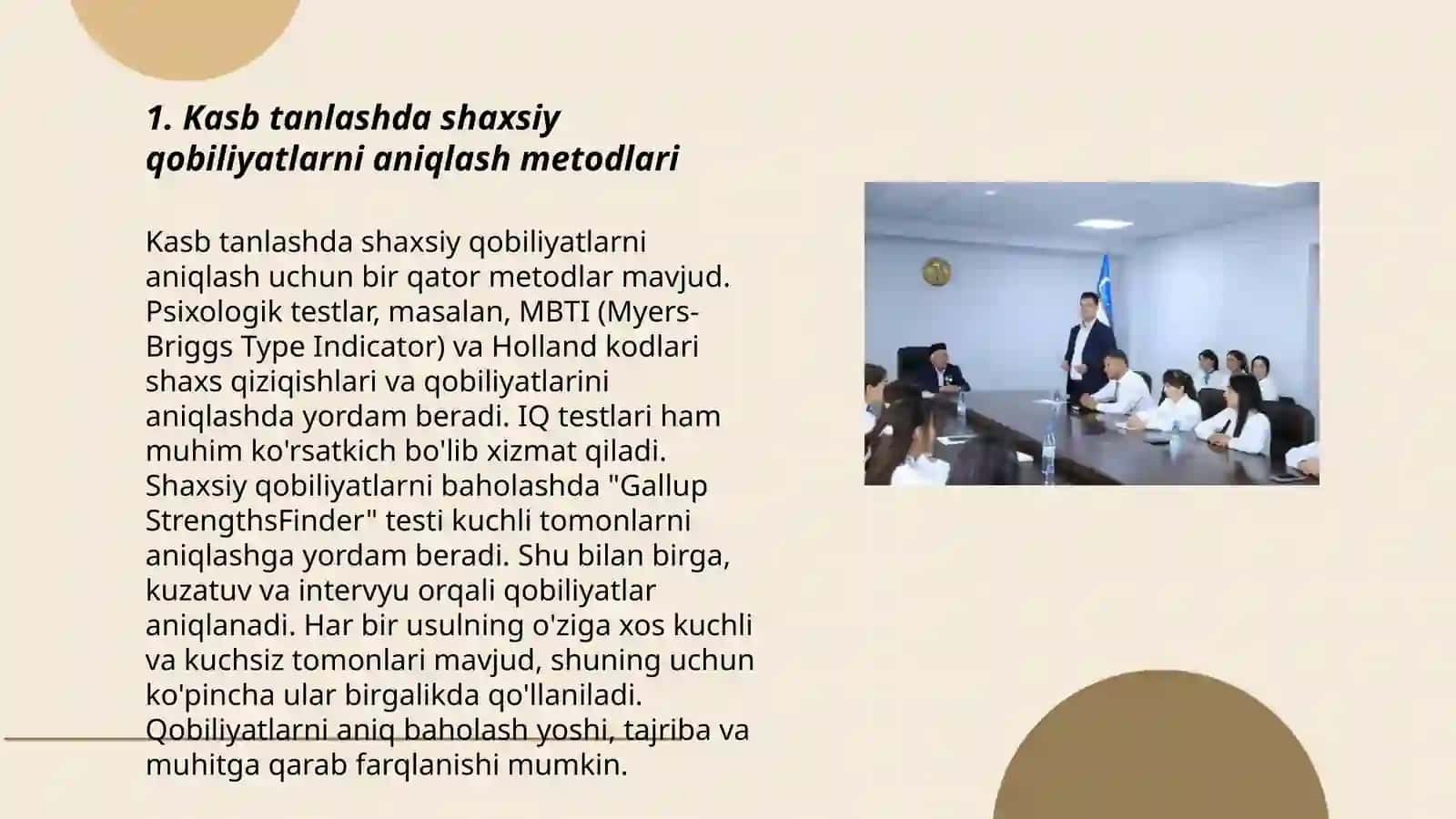 Kasb tanlashda shaxsiy qobiliyatlarni aniqlash metodlari 3