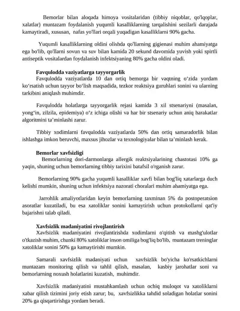 Tibbiy xodimlarning xavfsizligi. Bemorlar xavfsizligi 3