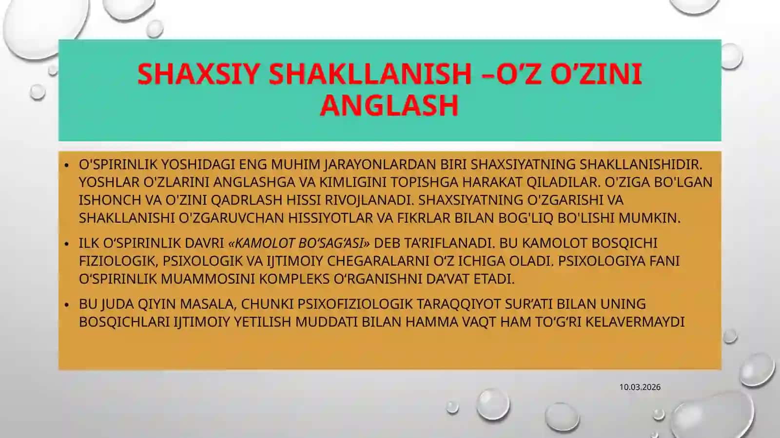 Ilk o‘spirinlik va yoshlik davrida psixik rivojlanish xususiyatlari 3