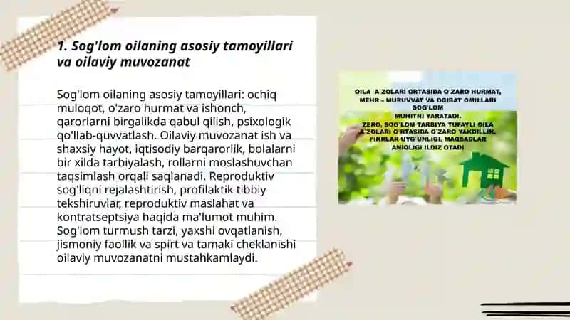 Sogʼlom oila. Oilani rejalashtirish usullari. Reproduktiv salomatlik 3