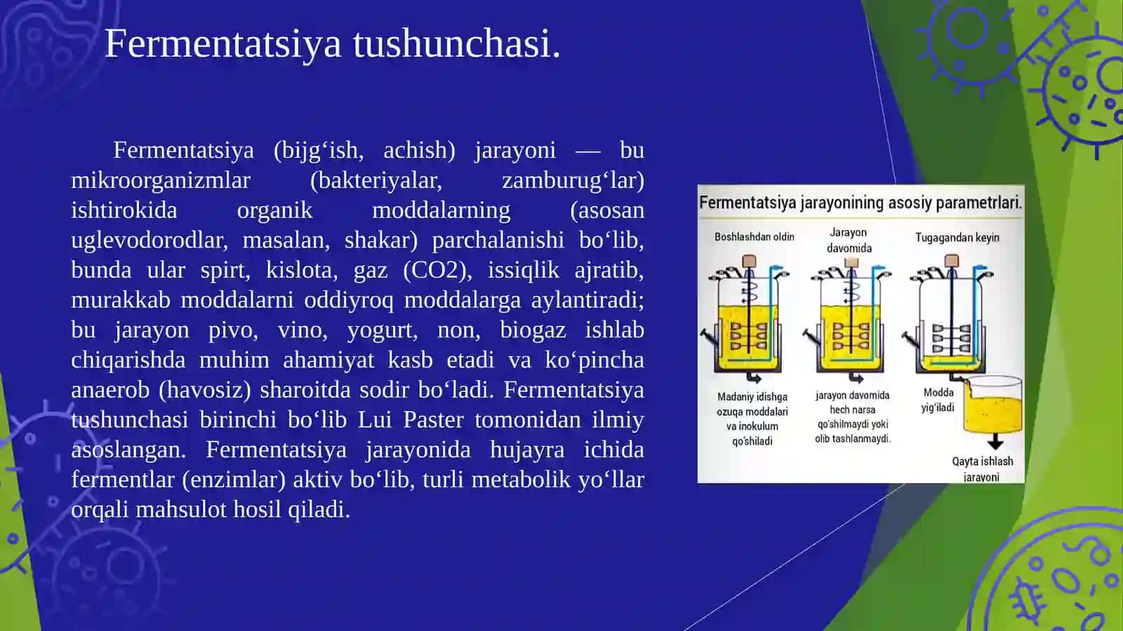 FERMENTATSIYA JARAYONI VA SANOAT MIKROBIOLOGIYASI 3