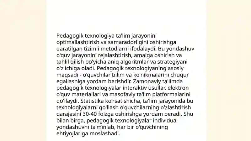 Pedagogik texnologiyadan lokal va xusisiydatajada foydalanish 3