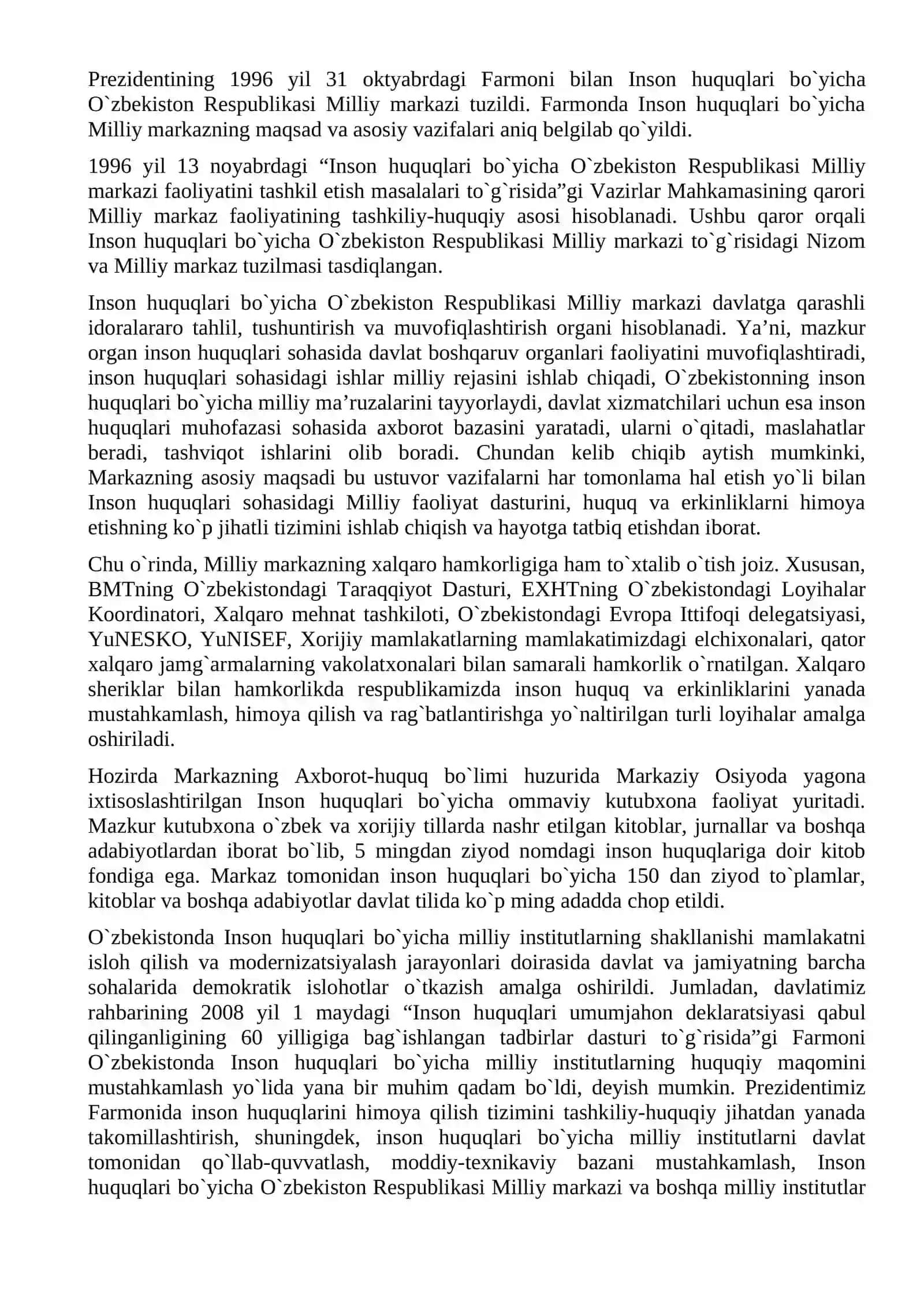 O`ZBEKISTON INSON XUQUQLARI VA ERKINLIKLARI KAFOLATINING YARATILISHI 3