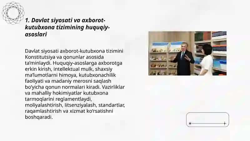 Davlatning axborot-kutubxona faoliyatidagi siyosati va uning boshqarishdagi oʻrni 3
