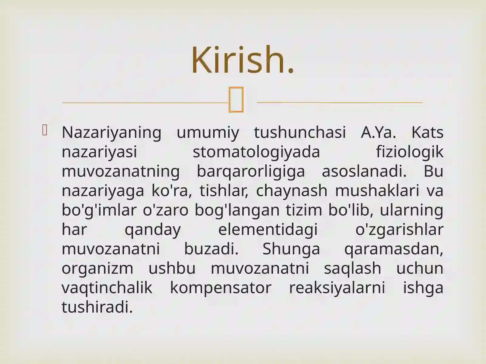 Mavzu: Mavzu: A.ya.kats bo’yicha fiziologik muvozanatning nisbiy barqarorlik nazariyasi 3