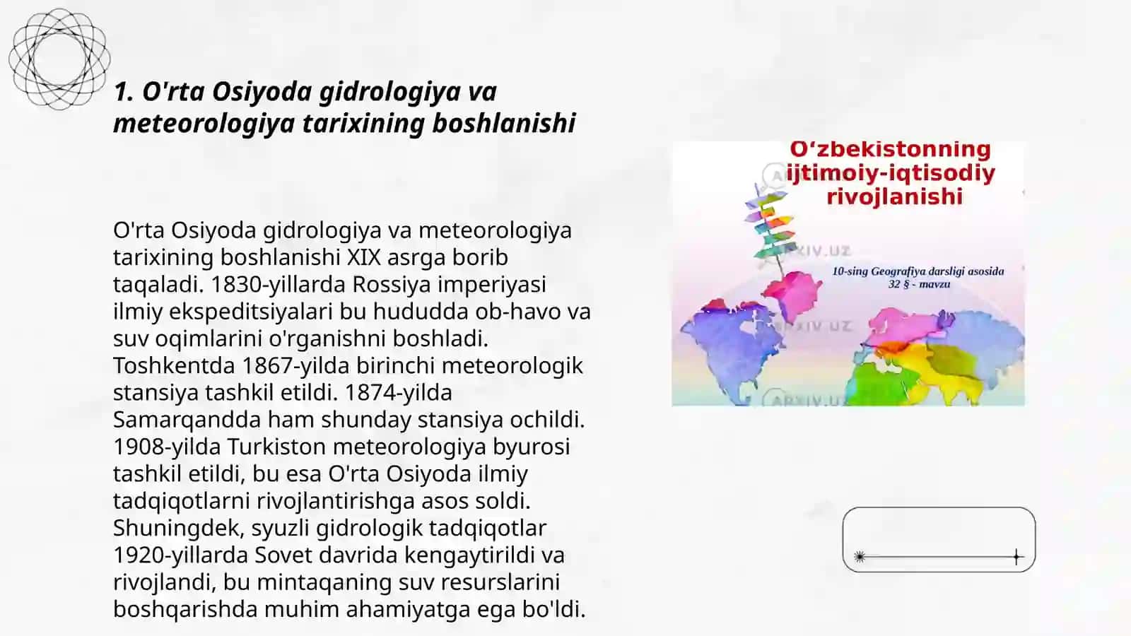 O'rta Osiyoda gidrologiya va meteorologiyaning rivojlanish tarixi 3