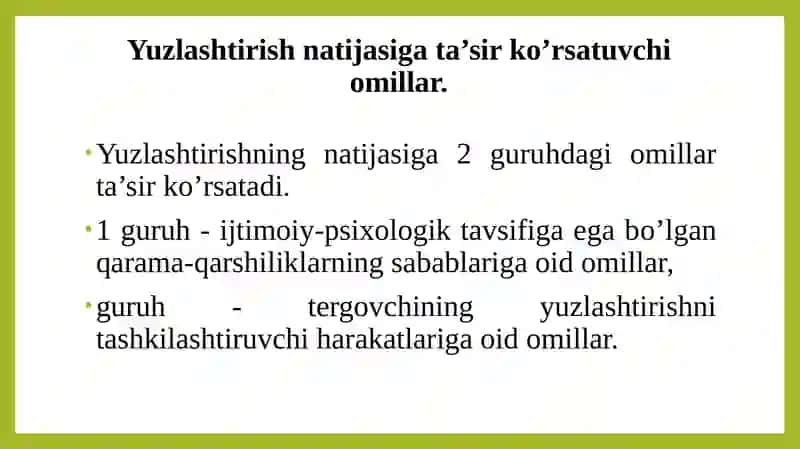 Yuzlashtirish psixologiyasi 3