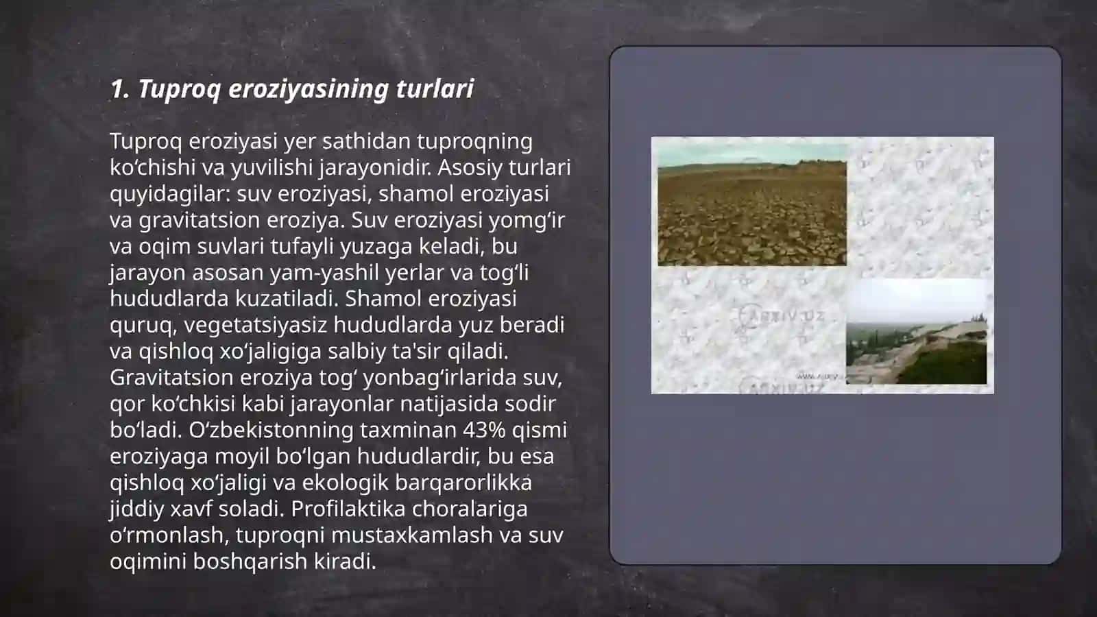 Tuproq eroziyasi va unga qarshi kurashish chora-tadbirlari 3
