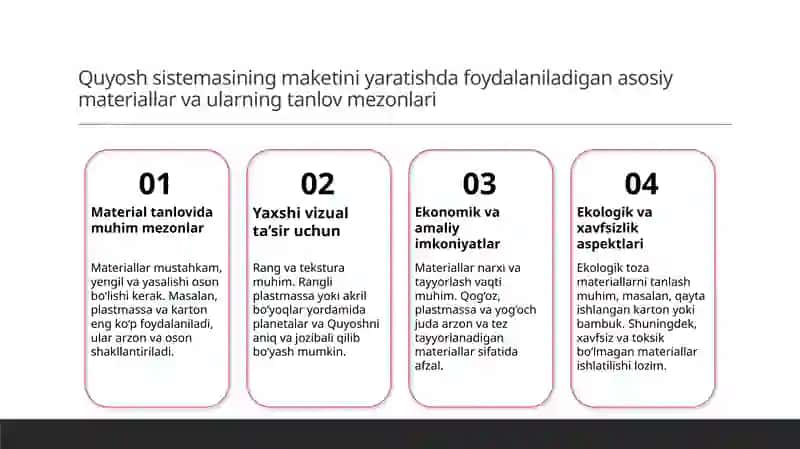 Quyosh sistemasining maketini yaratish 3