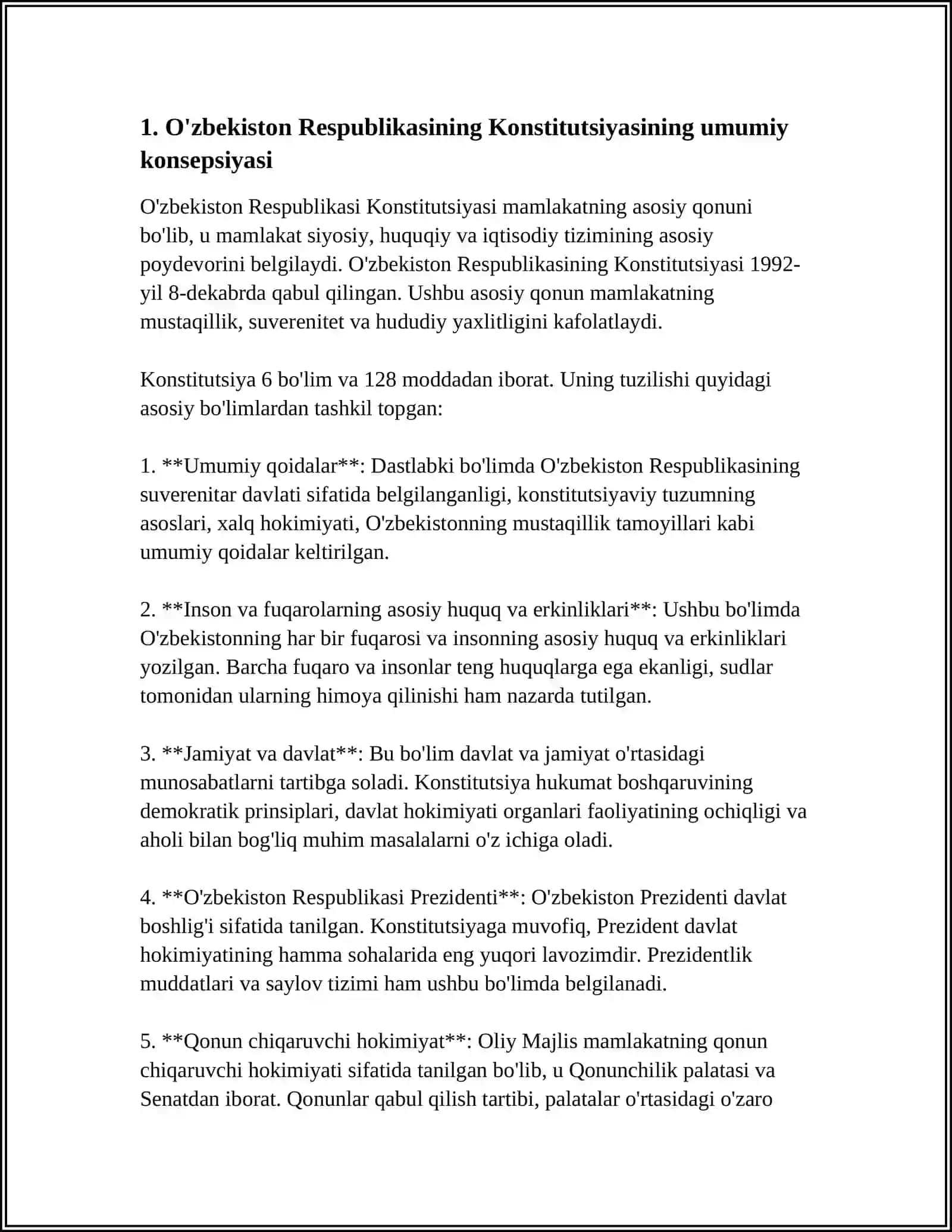 O'ZBEKISTON RESPUBLIKASINING KONSITUTSIYASI VA UNING TARKIBIY TUZILISHI 3