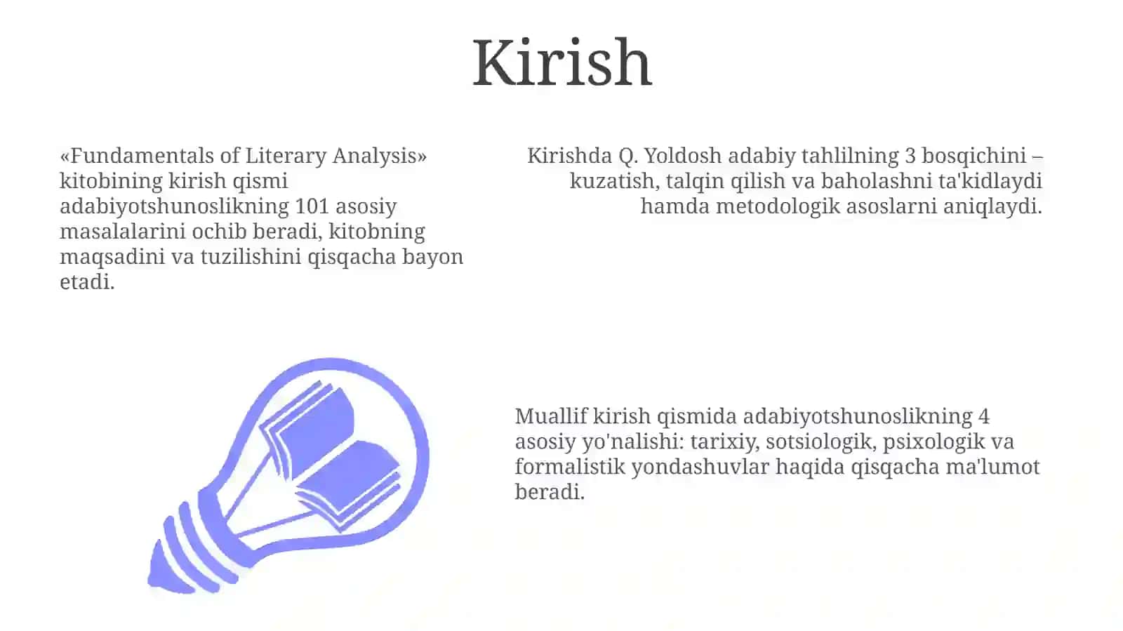 Q.Yo'ldoshning "Badiiy tahlil asoslari" kitobi bo‘yicha taqdimot 3