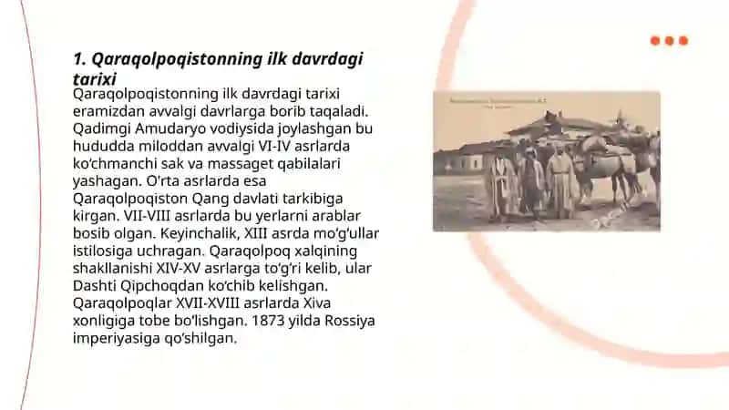 Qaraqolpoqiston tarixi xaqida slayd 3