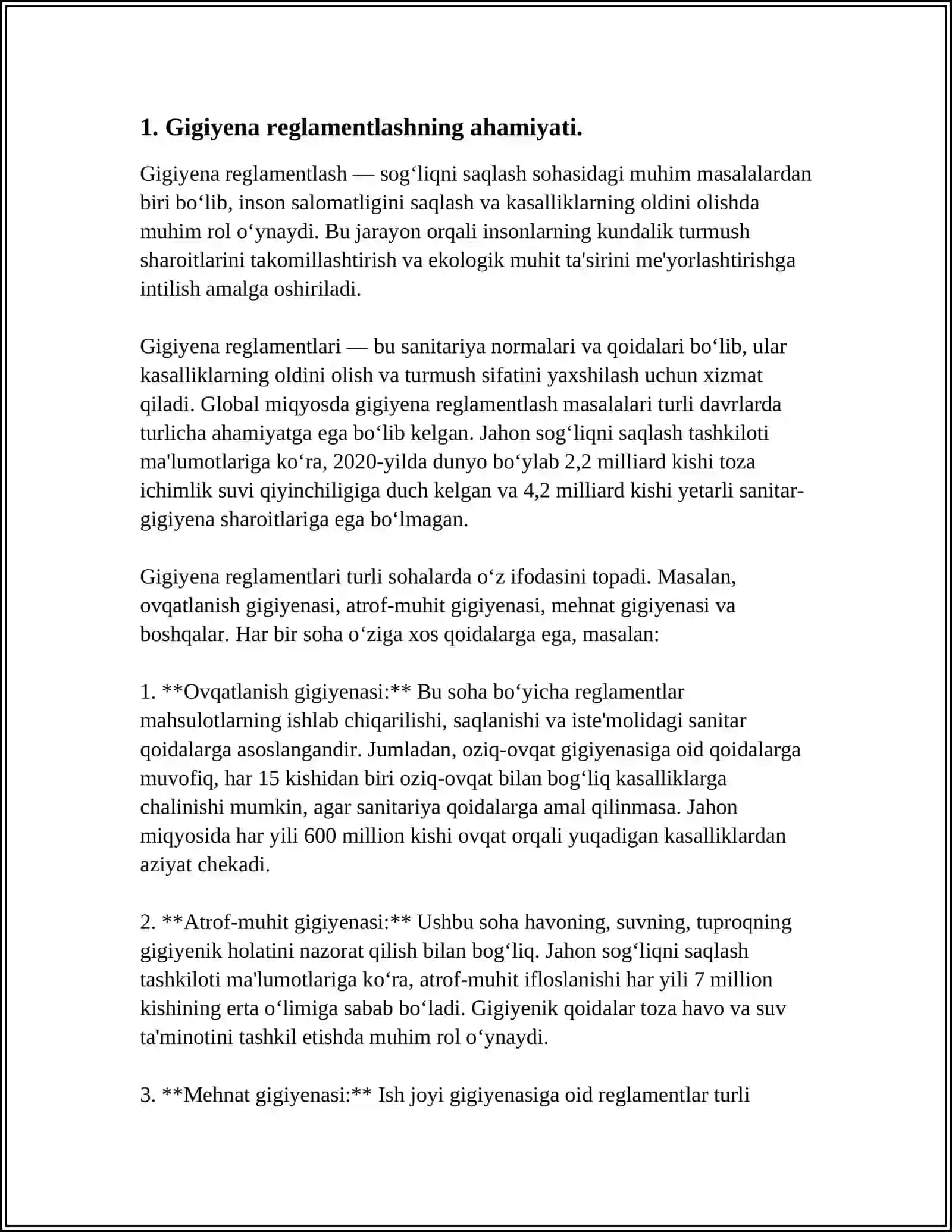 SUVNING NOMUVOFIQ OMILLARINI GIGIYENIK REGLAMENTLASHGA BOʻLGAN UMUMIY YONDOSHISHLAR 3