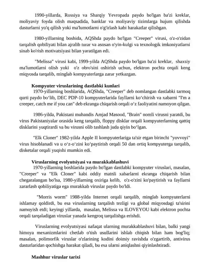 Kompyuter viruslarining paydo bo'lish tarixi va ularga qarshi kurash 3