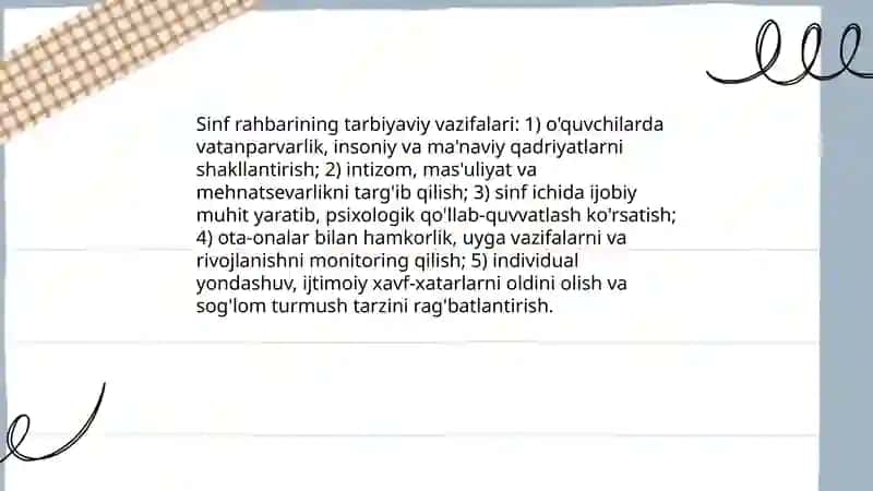 Sinf rahbari o'quvchilarning birinchi tarbiyachisi va murabbiysi 3