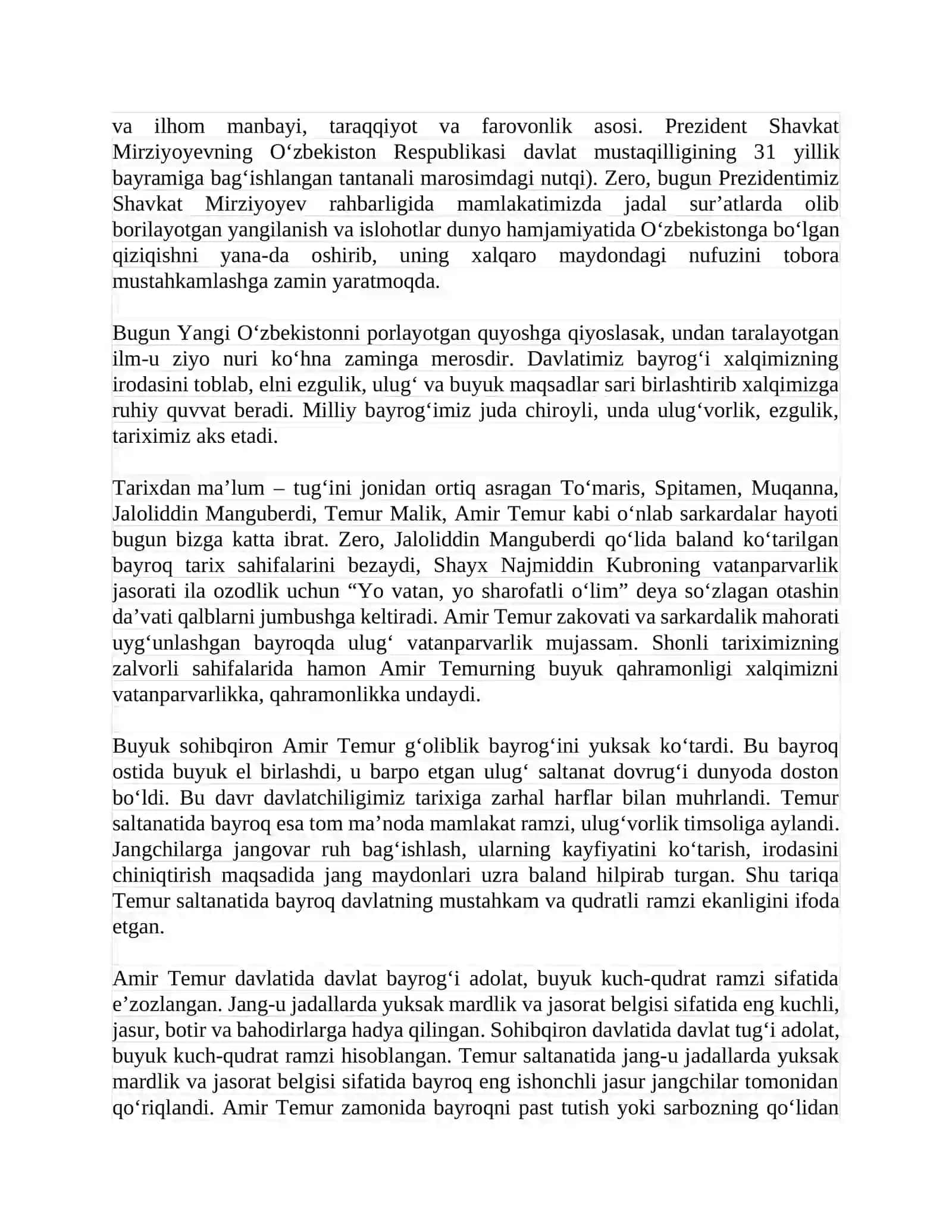 Bayrog‘imiz jahon o‘zra hilpirayversin 3
