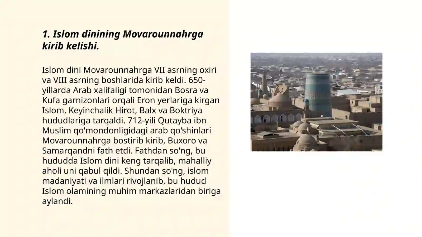 Movarounnahrda islom dinining tarqalishi va madrasa ta'limi shakllanishining ijtimoiy madaniy hayotga ta'siri 3