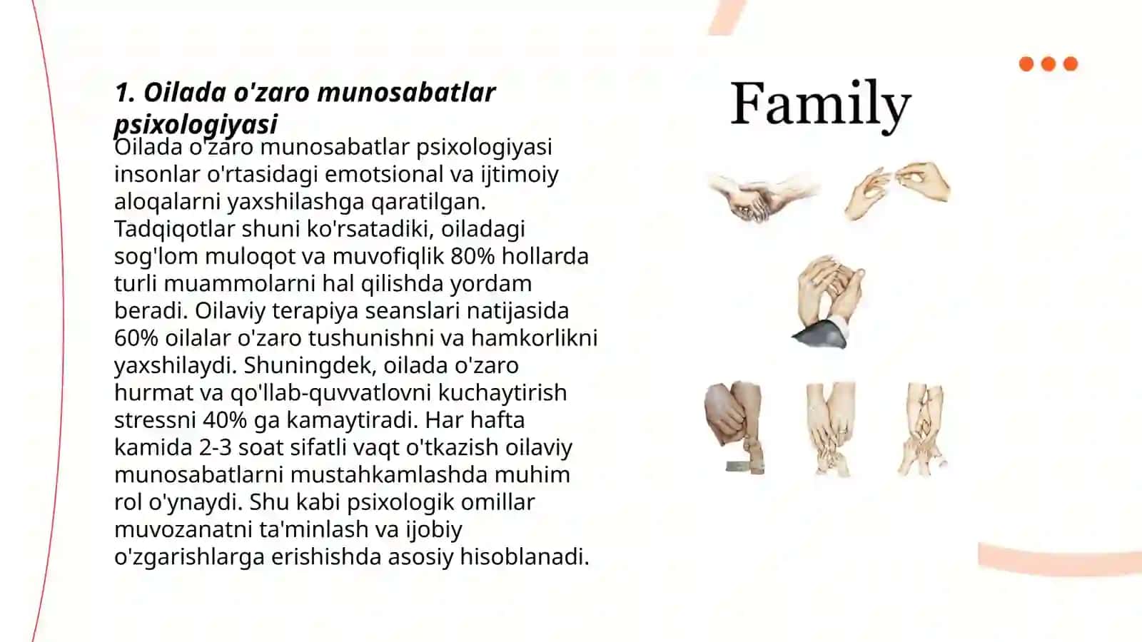 Oilada o'zaro munosabatlar psixologiyasi 3