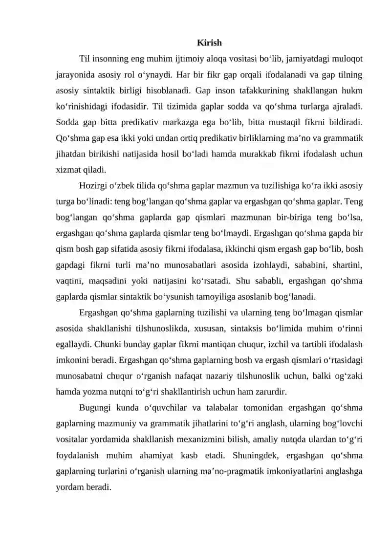 Ergashgan qo'shma gapning teng bo'lmagan qisimlardan tuzilishi 3