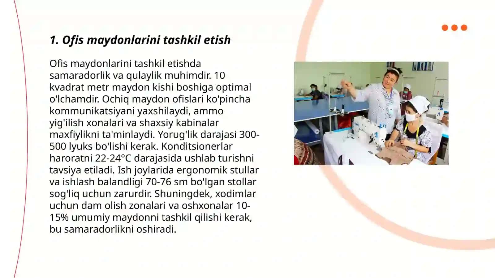 Ish joylarini uyushtirish va xizmat ko‘rsatish 3