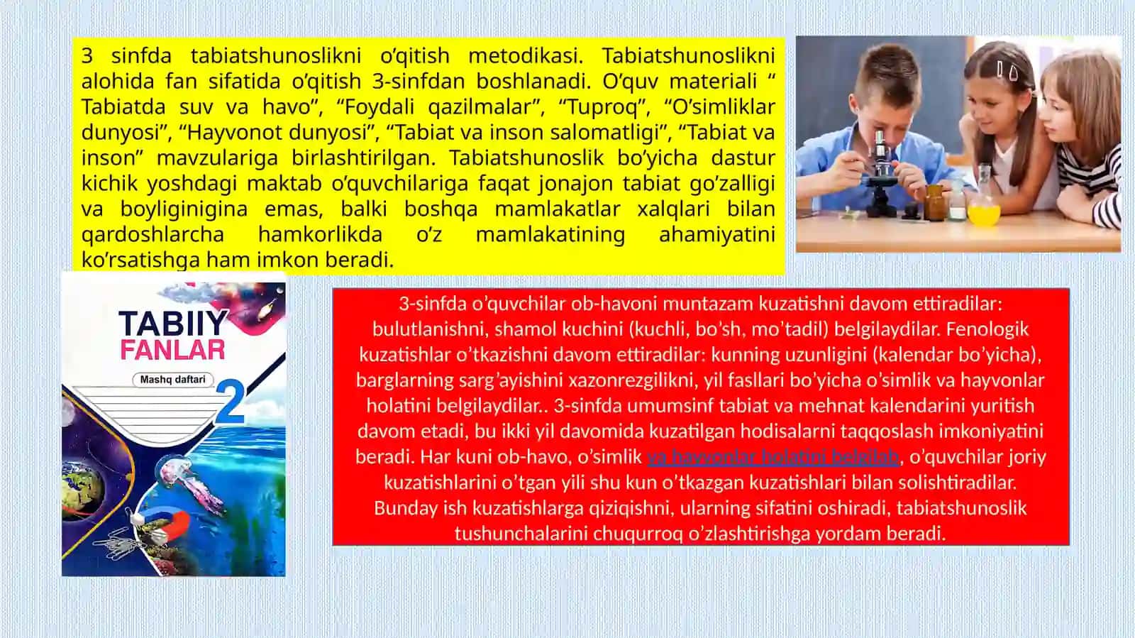 Boshlang’ich maktablarda tabiiy fanlarning mazmuni o’quv dasturning tahlili 3