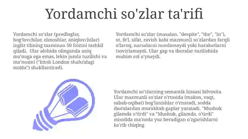 Yordamchi so'zlar 3