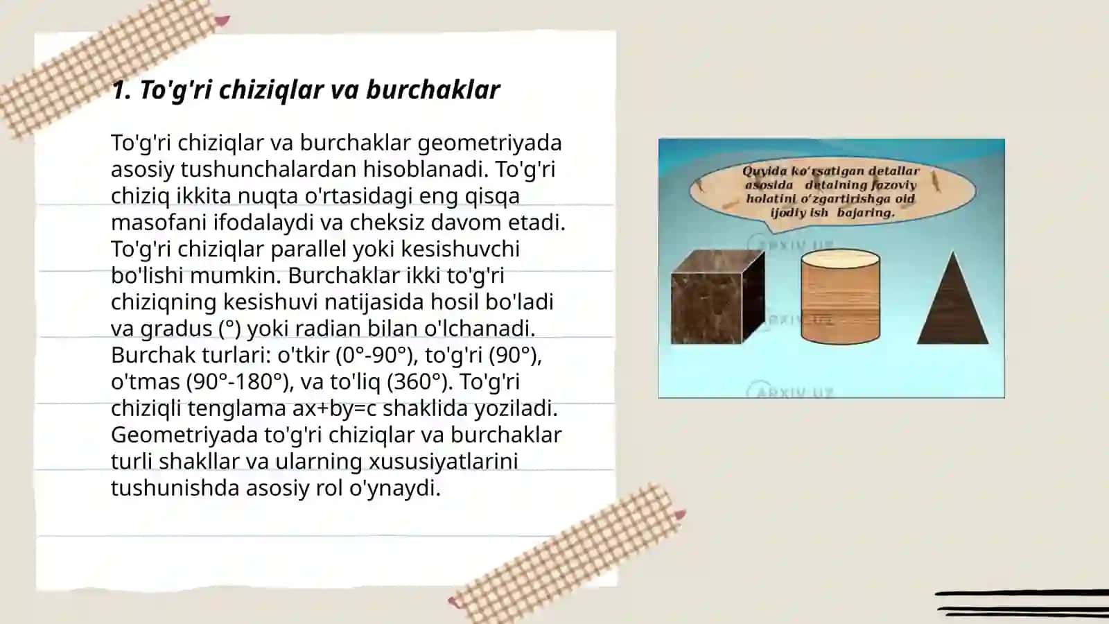 Yassi va Fazoviy Shakllar 3
