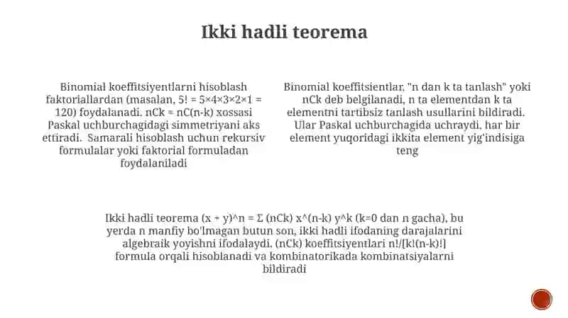 Binomial koeffisientlar 3