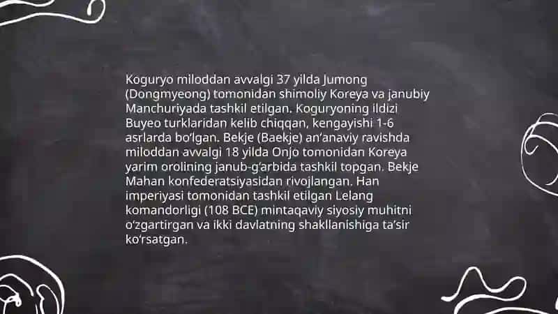 Koguryo va Bekje sila tashkil topishi 3