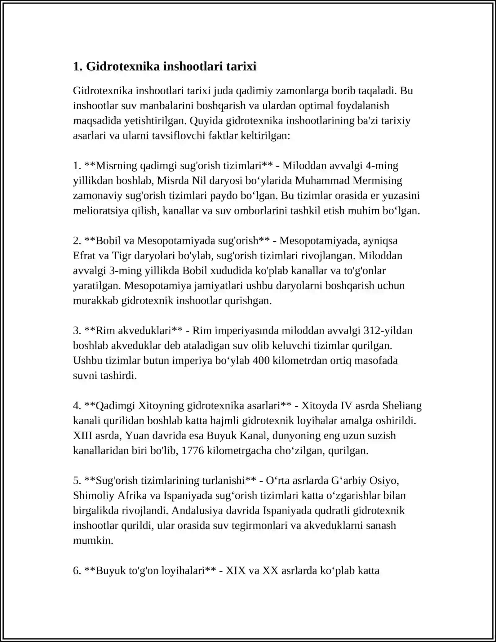 GIDROTEXNIKA INSHOATLARI DAVLAT KADASTR VA GEOFAZOVIY MA'LUMOTLARI 3