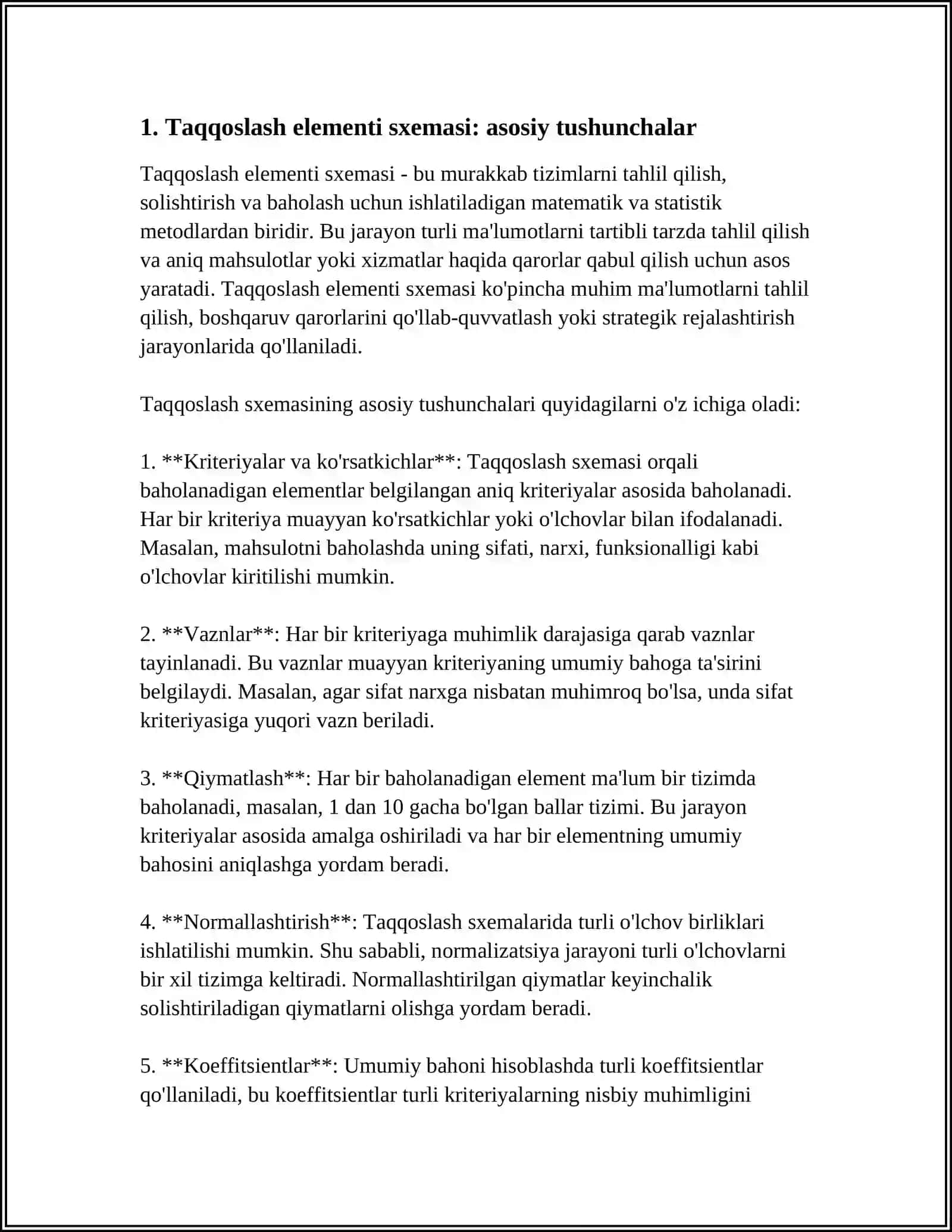 TAQQOSLASH ELEMENTI SXEMASINI OʻRGANISH. SUNNATDIR SXEMASINI TAHLIL QILISH 3