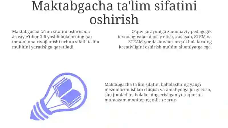 Maktabgacha ta'lim tizimi rivojlantirishning ustivor yo'nalishlari 3
