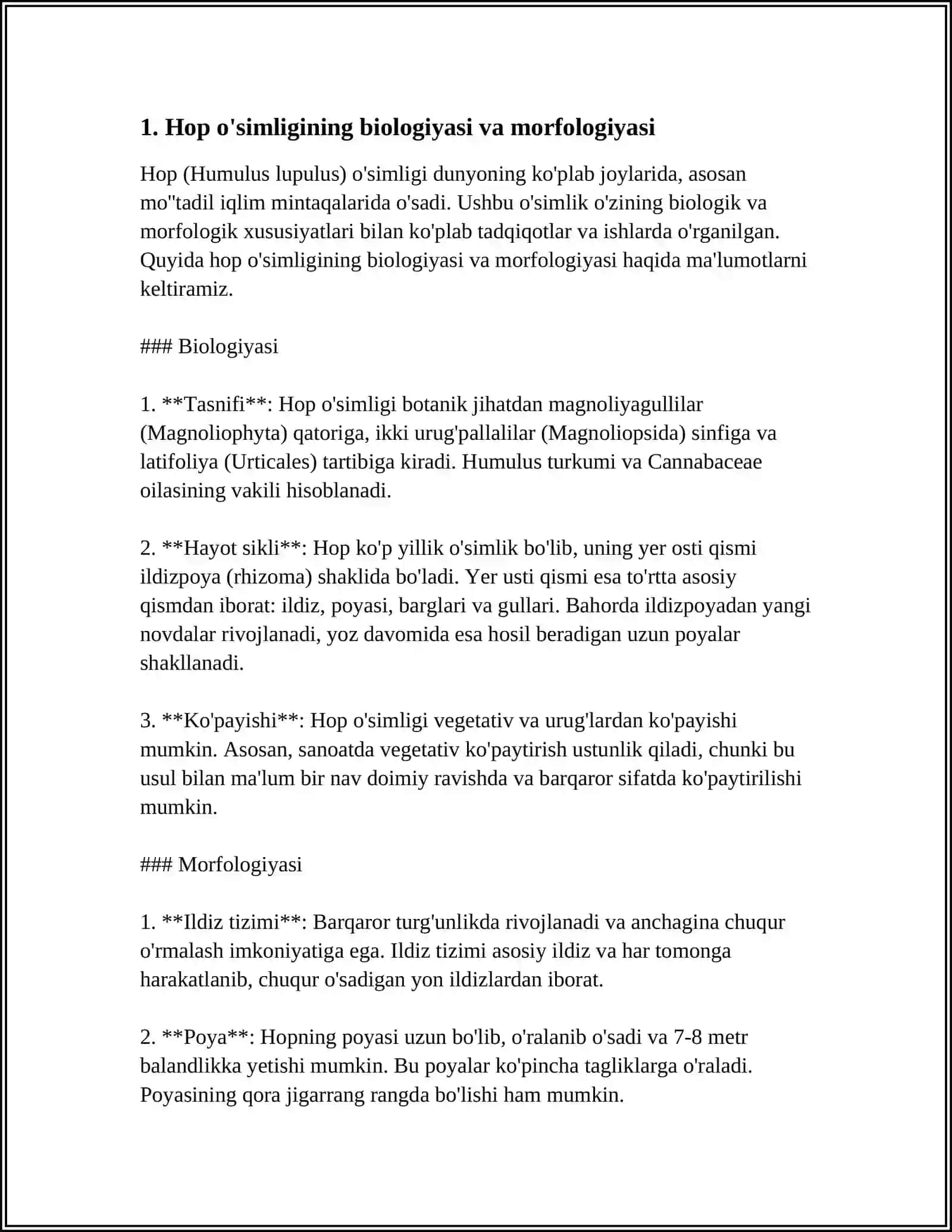 HOP o'simligi biologiyasi va morfologiyasi 3